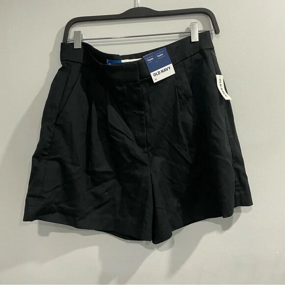 OLD NAVYNWT Taylor extra high waisted pleated shorts black M - Picture 1 of 6